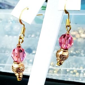 Pink Crystal Drop Dangle Earrings